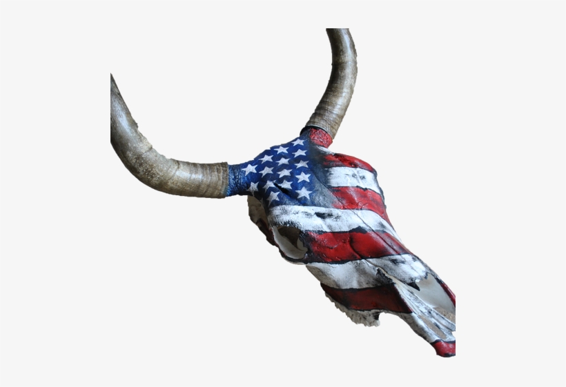 Black Angus Bull Skull Of The Us Flag - Cattle, transparent png download