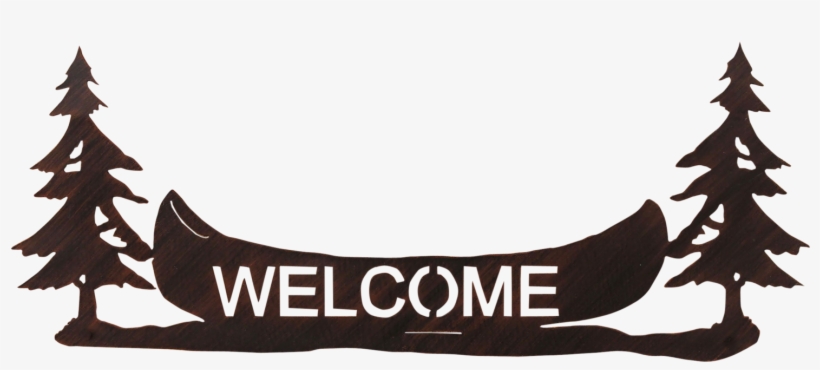 24" Iron Pine Tree And Canoe Welcome Sign - Coast Lamp Mfg. Pine Trees And Canoe Welcome Coat Rack, transparent png download