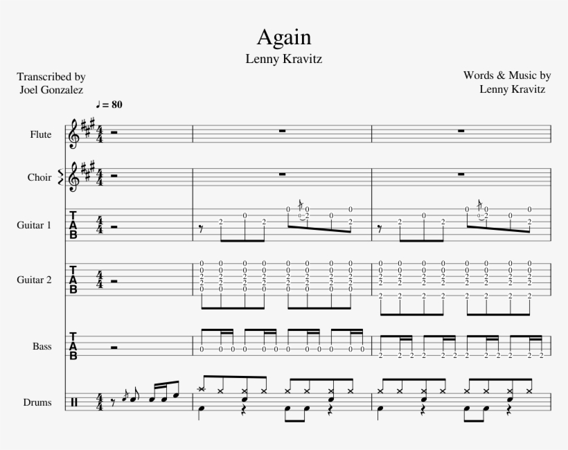 Again Sheet Music Composed By Words & Music By Lenny - Sheet Music, transparent png download