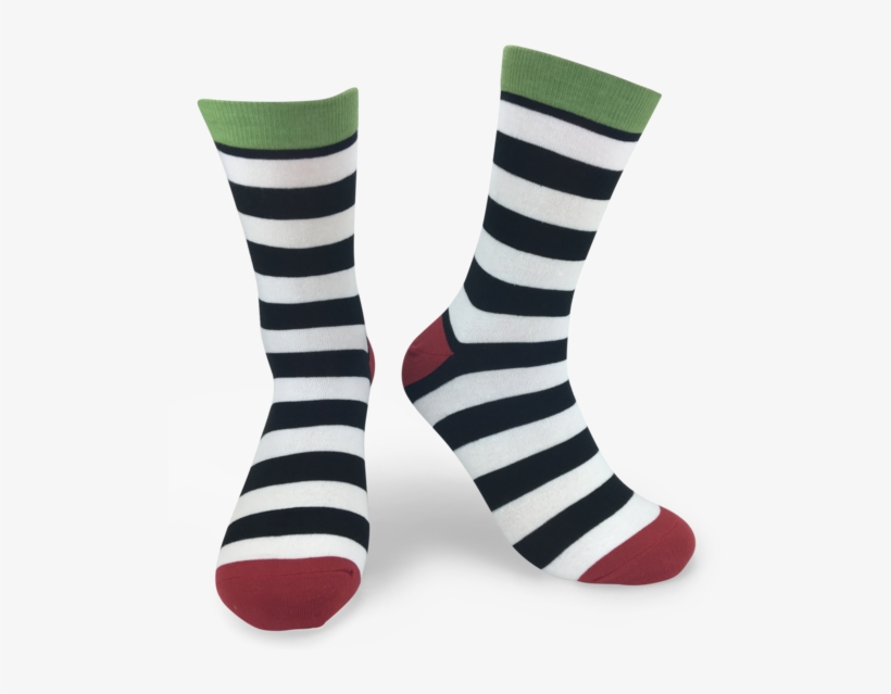 Men's Colorful Stripe Crew Socks W/ Black And White - Sock, transparent png download