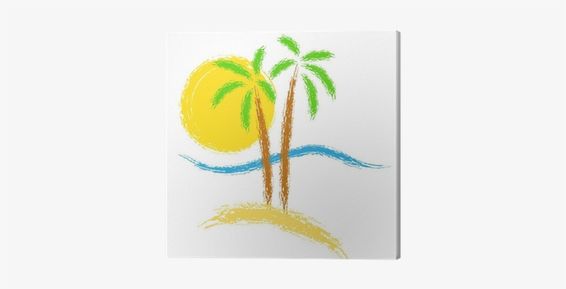 Cuadro En Lienzo Palmeras Tropicales En La Isla Con - Palmeras Tropicales Vector, transparent png download