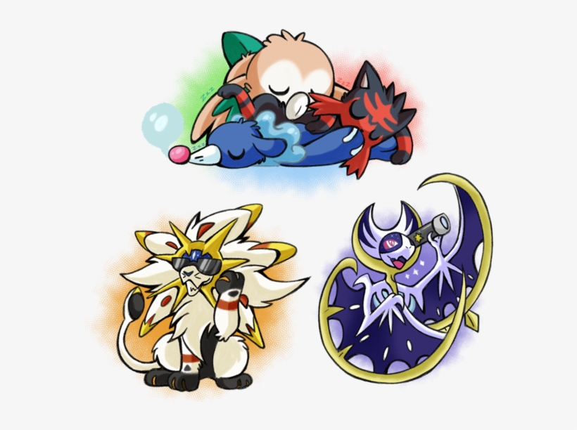 Sunny Moon Moon And Sleepyheads Stickers By Softmonkeychains-da2bwdp - Alola Starters, transparent png download