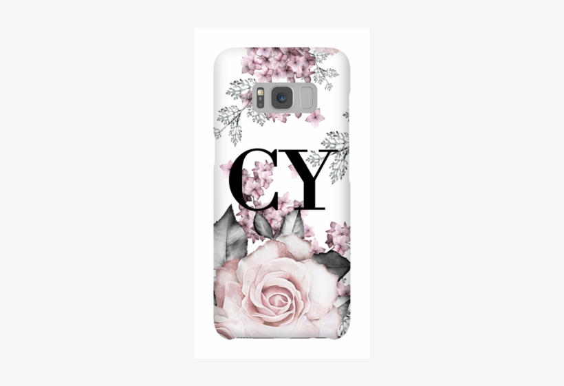 Personalised Pink Floral Rose Initials Samsung Galaxy - Mobile Phone, transparent png download