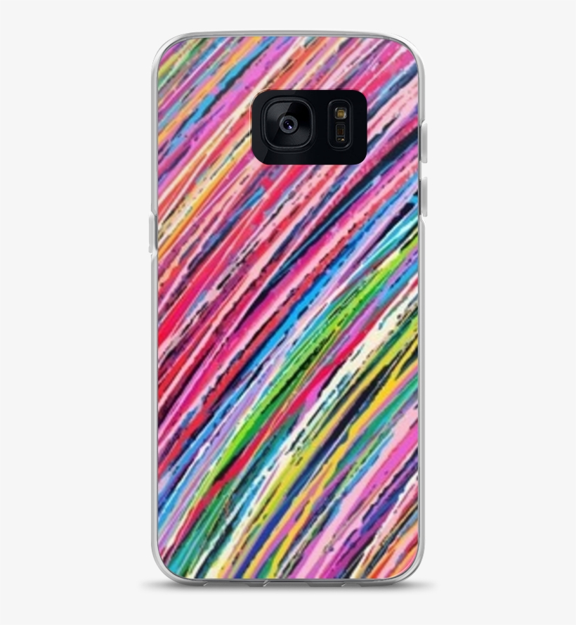 Samsung Phone Case - Stickntoit Pink And Green Colored Pencil Stripes Skin, transparent png download