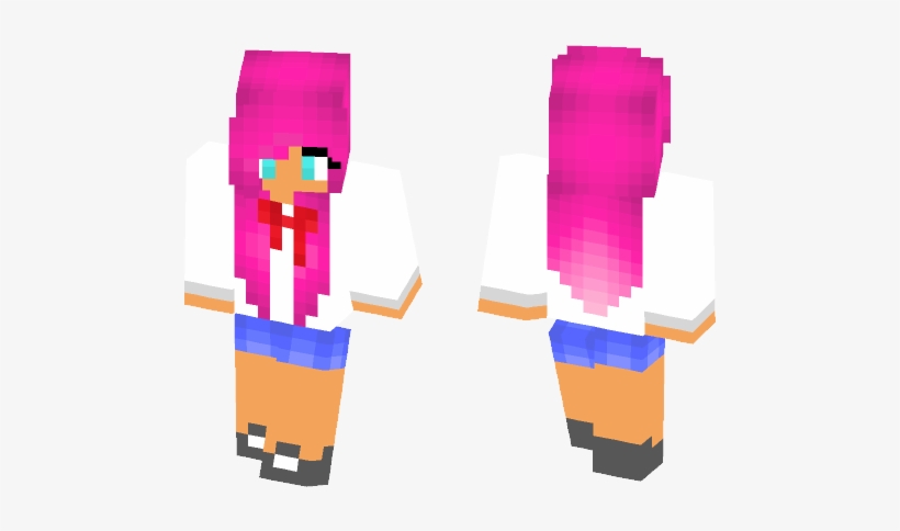 Girl With Pink Hair And A Bow - Skin, transparent png download