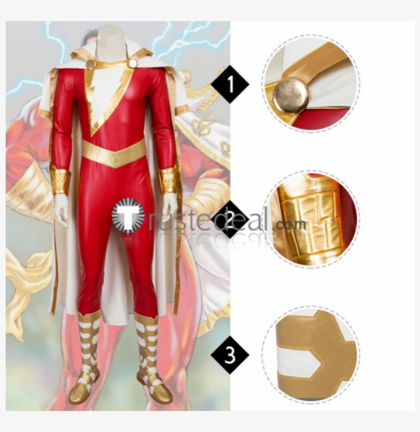 Captain Marvel Billy Batson Shazam Cosplay Costume, transparent png download
