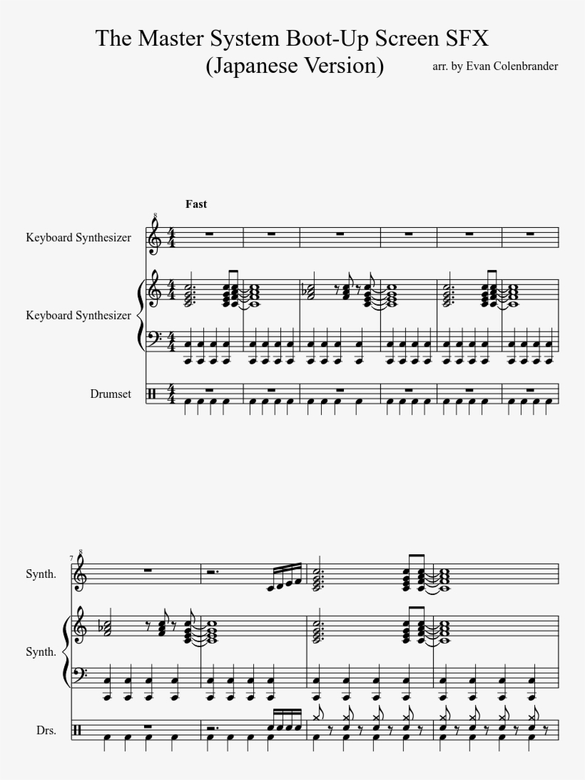 The Master System Boot-up Screen Sfx Sheet Music Composed - Sheet Music, transparent png download
