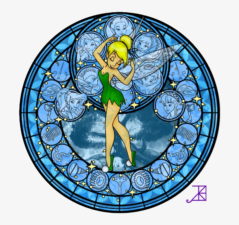 Tink's Stained Glass 2 By Akili Amethyst-d4d5f1i - Stained Glass Windows Disney, transparent png download