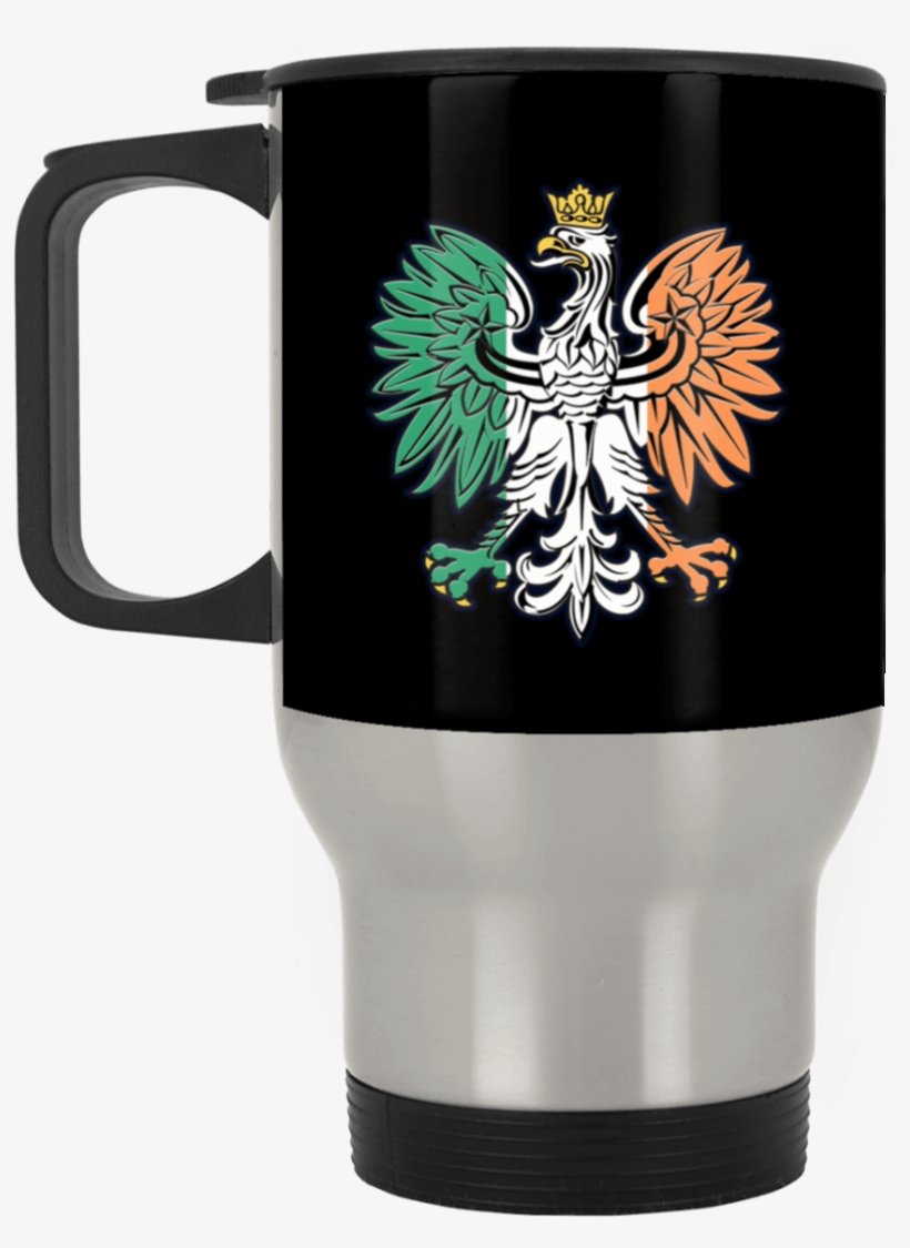 Irish Flag Polish Eagle Silver Stainless Travel Mug - Polish, transparent png download