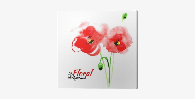 Beautiful Watercolor Paint Red Poppy - 15 X 13 X 4 , Biodegradable Cotton Tote With Multi-color, transparent png download