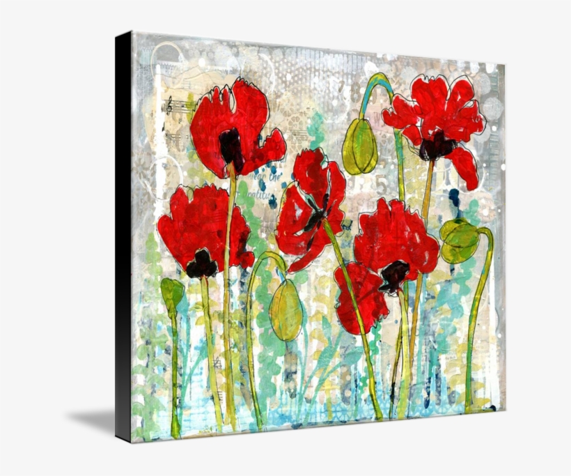 Poppy Garden, Original Mixed Media Art - Mixed Poppy Flower Garden, transparent png download