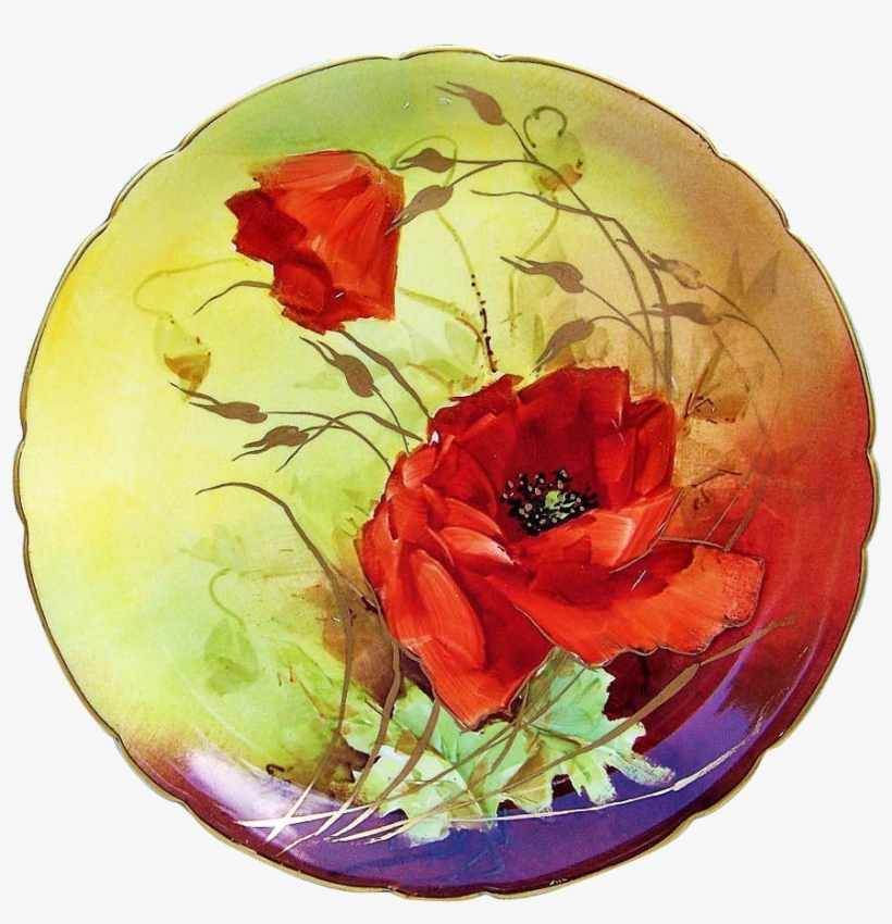 Gorgeous J - P - L - France Limoges 1900's Hand Painted - Corn Poppy, transparent png download