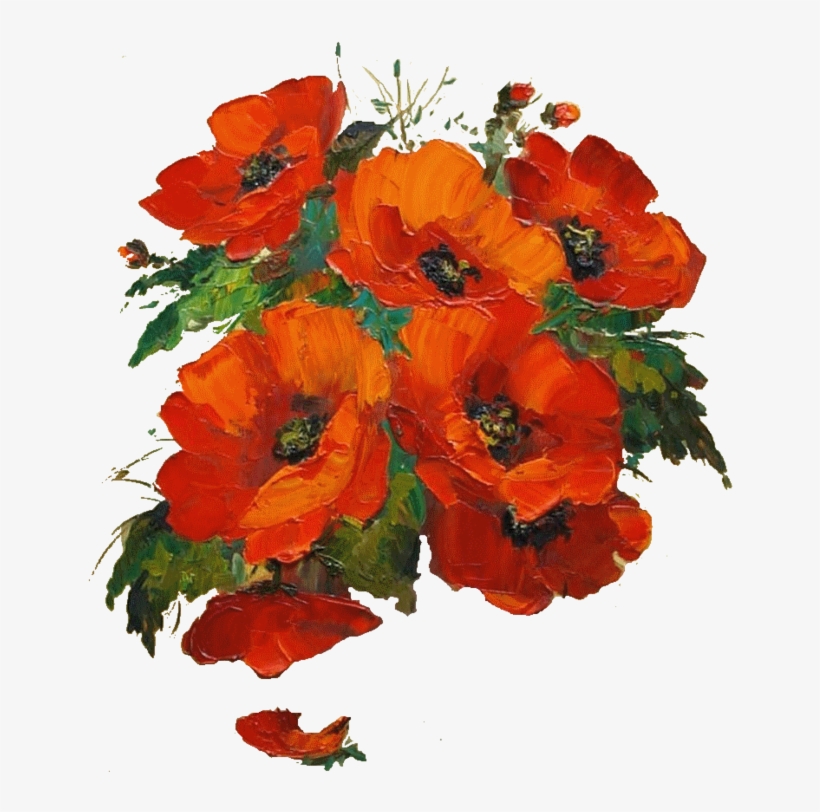 Poppies By Ludmila Gurar - Poppies In A Vase By William Jabez Muckley Cross Stitch, transparent png download