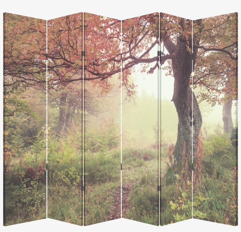 6 Panel Folding Screen Canvas Divider-red Forest Free - 6 Panel Folding Screen Canvas Privacy Partition Divider-red, transparent png download