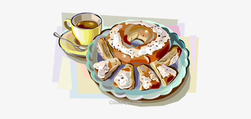 Danish Pastry With Coffee Royalty Free Vector Clip - Tea And Cake Clip Art, transparent png download