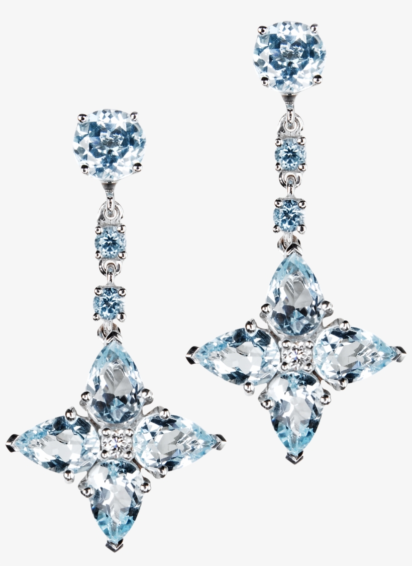 Blue Topaz Three Tier Earrings Silver, transparent png download