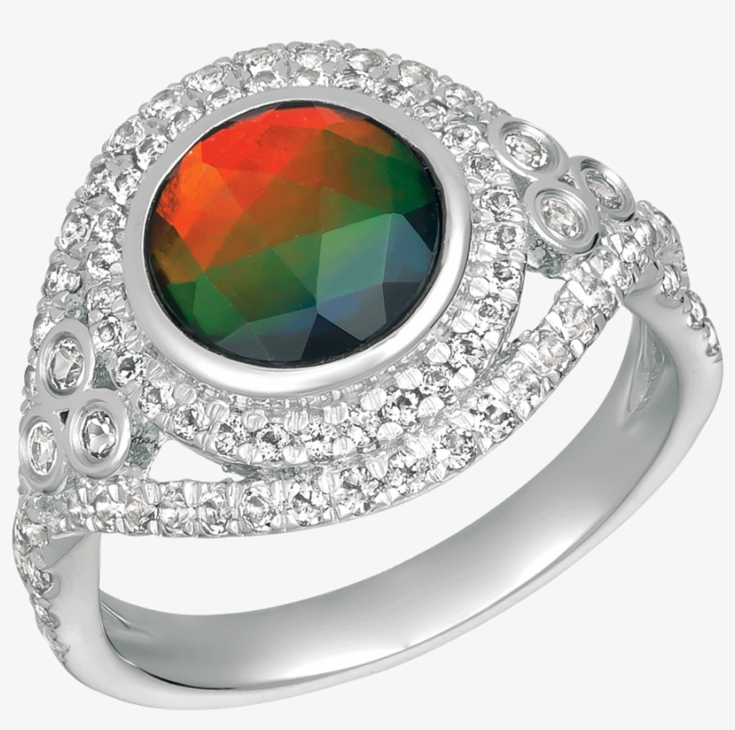 925 Sterling Silver Round Halo Topaz Ivana Ring By - Opal, transparent png download