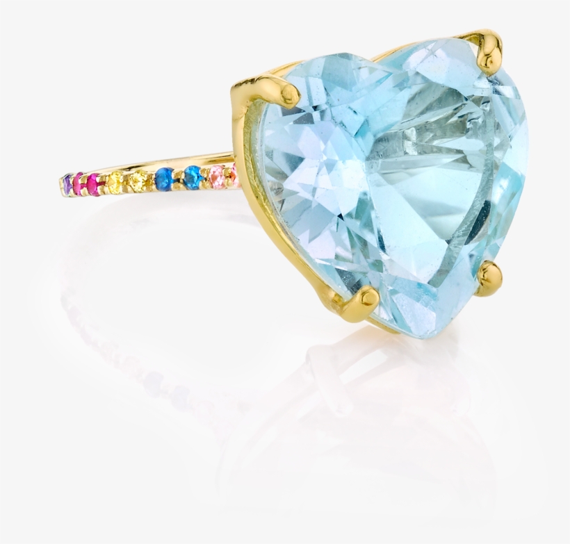 Blue Topaz And Rainbow Heart Ring - Ring, transparent png download