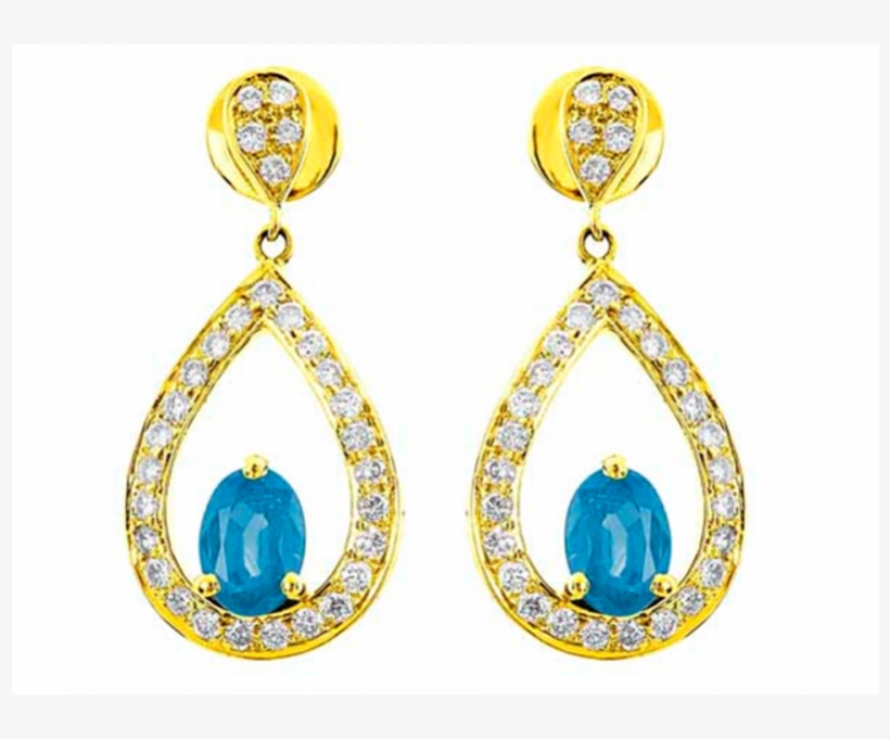Blue Topaz And Diamond Earrings In 18k Yellow Gold - Topaz, transparent png download