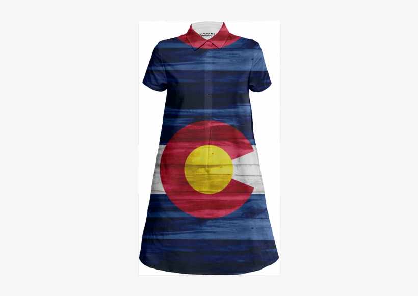 Wood Colorado Flag Shirt Dress $98 - Skjorte Kjole Med Blomsterprint, transparent png download
