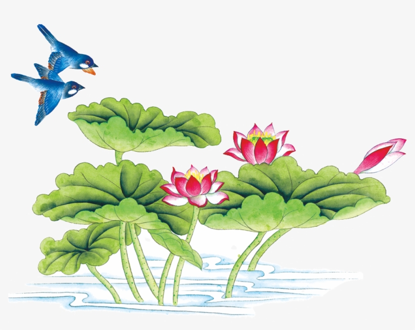 La Pintura Png De La Hoja De Loto De La Aves De Estética - 2011, transparent png download
