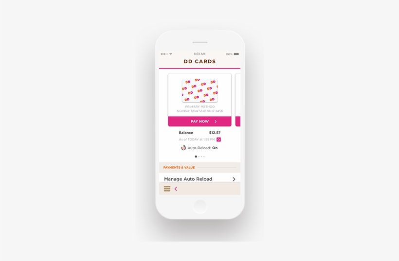 A Mobile Phone With The Dunkin' Donuts Mobile App Open - Mobile Phone, transparent png download