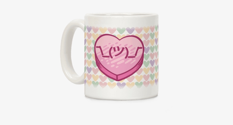Shrug Emoticon Conversation Heart Coffee Mug - Generic Shrug Emoticon Conversation Heart White, transparent png download