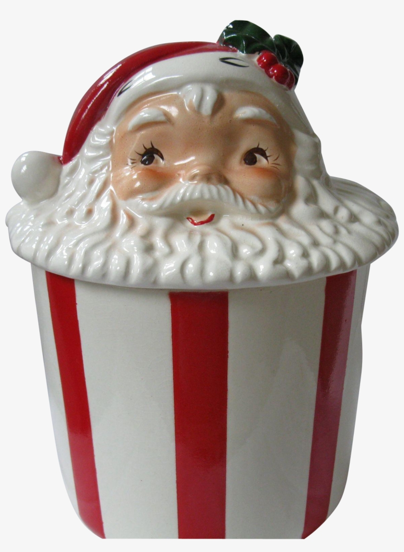 Rare, Vintage Lefton Santa Face Candy Striped Cookie - Cookie Jar, transparent png download
