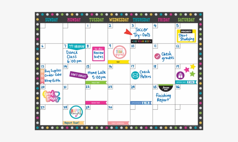 Chalkboard Brights Clingy Thingies̴ Calendar Set - Clingy Thingies, transparent png download