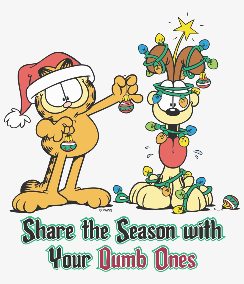 Garfield Share The Season Juniors T-shirt - Garfield And Odie Christmas, transparent png download