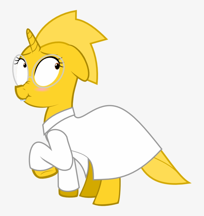 Derjuin, Blushing, Buck Teeth, Clothes, Floppy Ears, - Alphys As A Pony, transparent png download