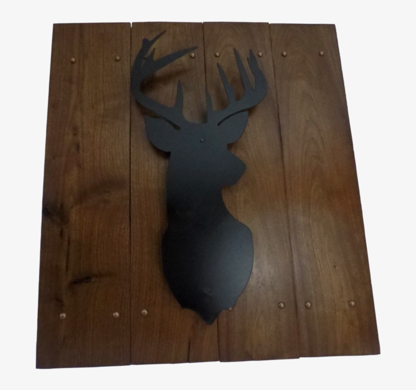 Metal Deer On Walnut Wood Panel Front - Plywood, transparent png download
