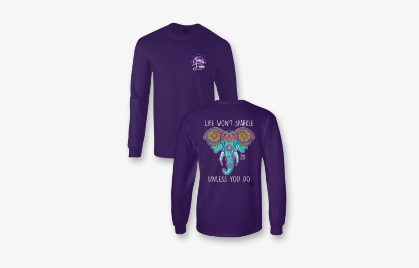 "sparkle Elephant" Long Sleeve Tee - Christmas T Shirt Comfort Colors, transparent png download