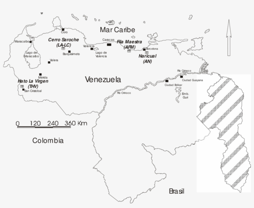 Mapa De Venezuela Donde Se Muestran Las Cuatro Localidades - Map, transparent png download