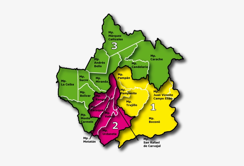 Mapa Del Estado Trujillo Venezuela, transparent png download