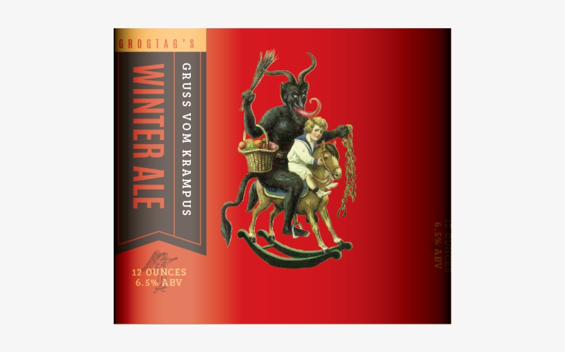 Krampus Full Wrap Label - Krampus Christmas Round Ornament, transparent png download
