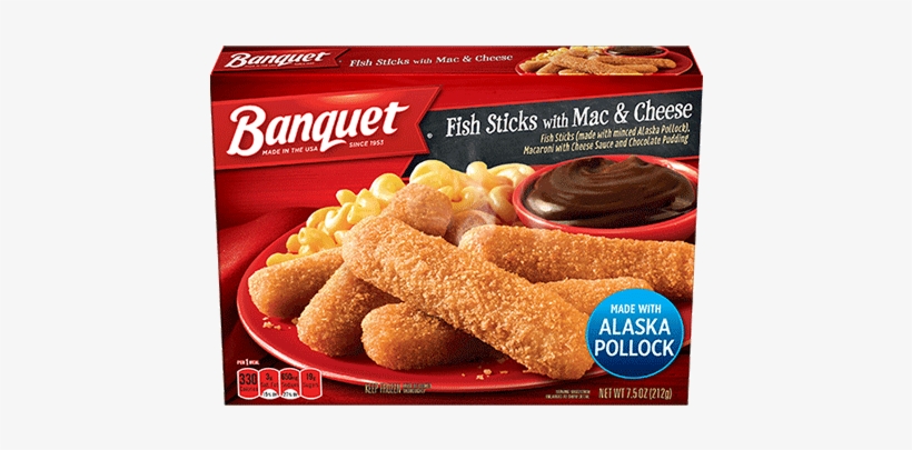 Fish Sticks With Mac & Cheese And Pudding - Banquet Salisbury Steak, Mega Meal - 15.25 Oz, transparent png download
