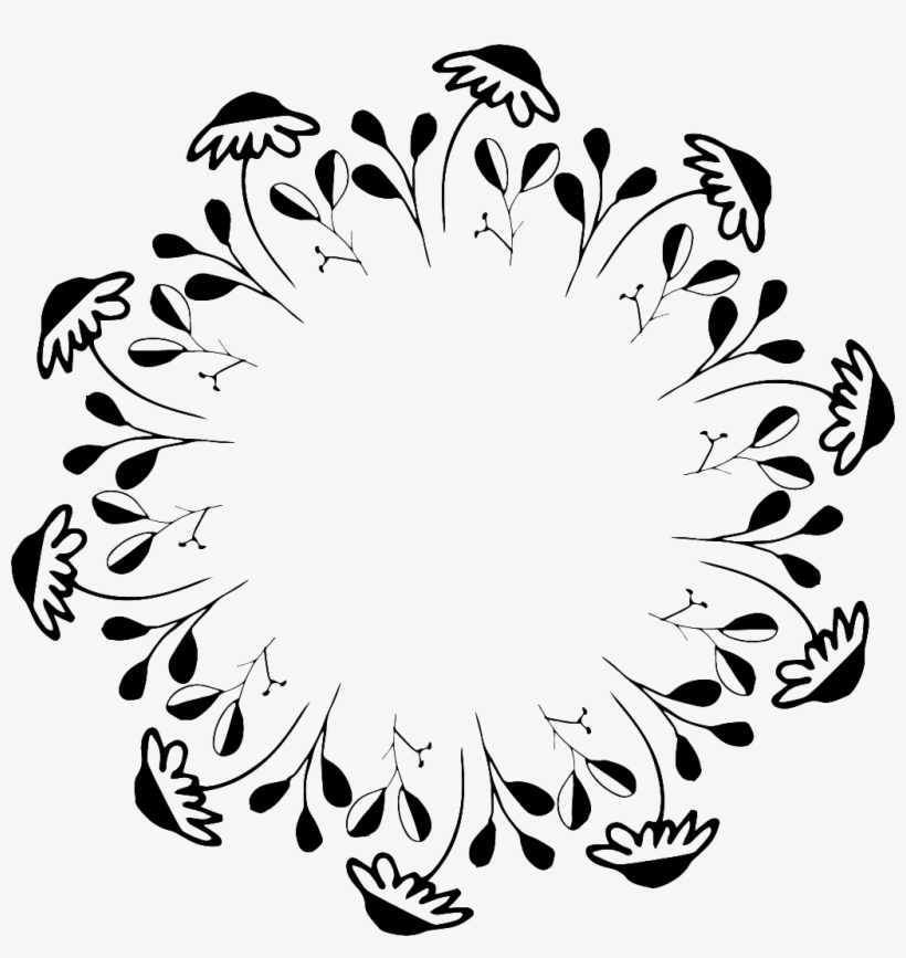 Hand Painted Minimalist Floral Free Buckle Black And - Portable Network Graphics, transparent png download