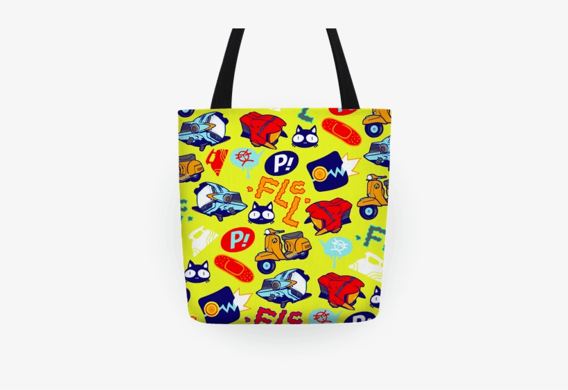Flcl Anime Pattern Tote - Flcl Anime Pattern Tote Bag: Funny Tote Bag From Lookhuman., transparent png download