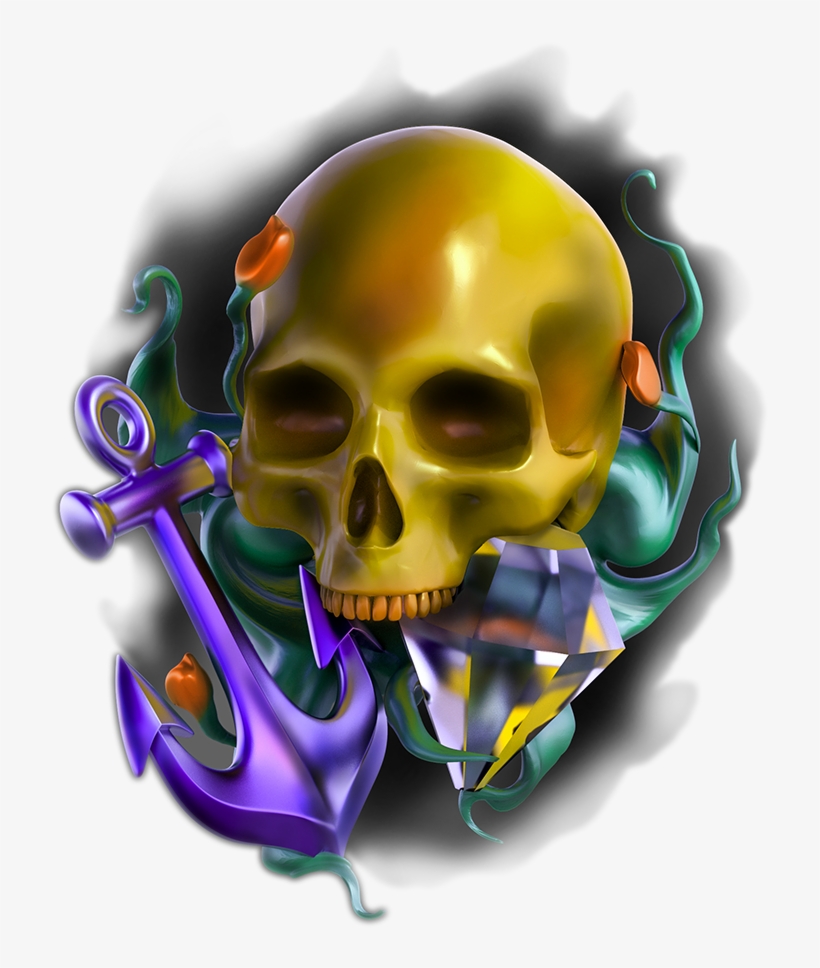 Feminine Nautical Tattoo - Skull, transparent png download