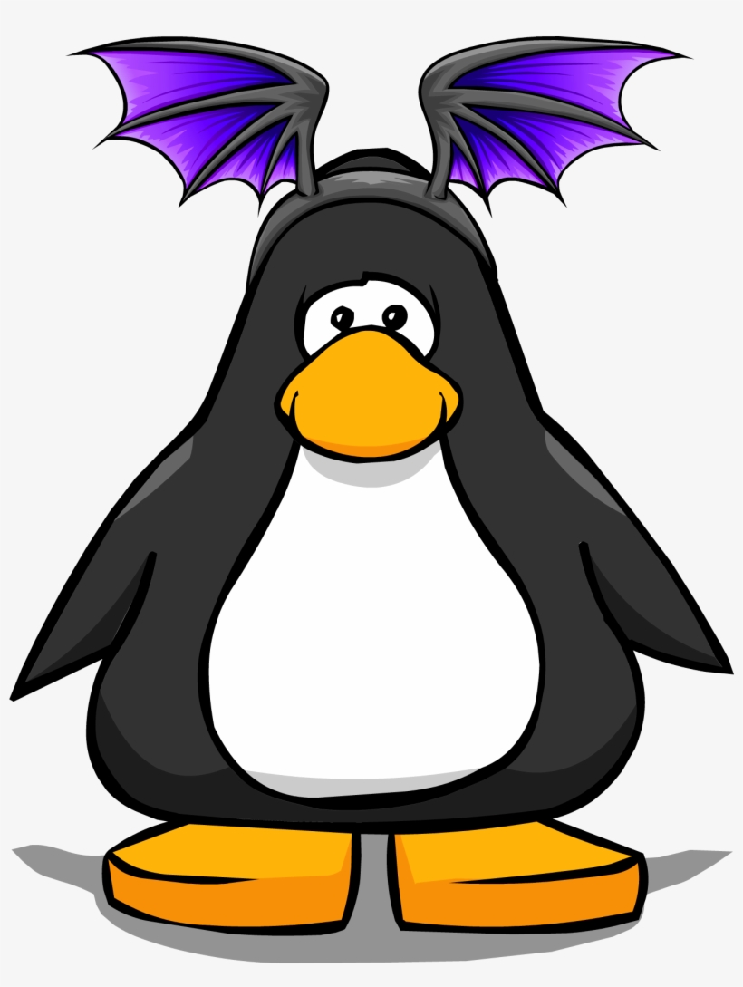 Purple Bat Wings From A Player Card - Club Penguin With Hat, transparent png download