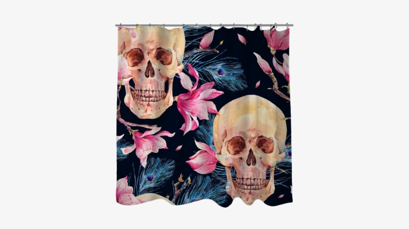 Watercolor Seamless Pattern With Skull And Magnolia - Babycare Pro 800 Thread Count Duvet Cover Sets King, transparent png download