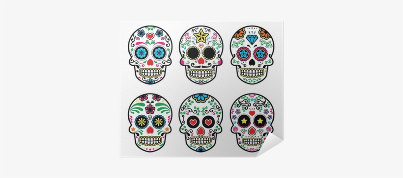 Mexican Sugar Skull, Dia De Los Muertos Icons Set On - Dia De Los Muertos Skeletons Clipart, transparent png download