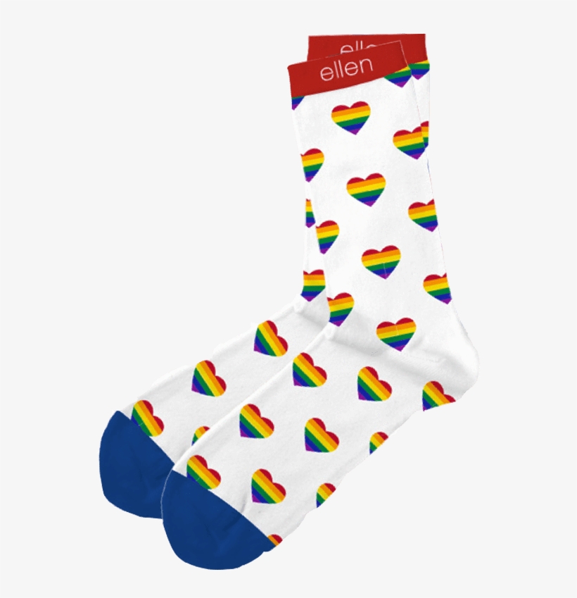 Ellen Degeneres Show Rainbow Heart Socks Png Free Library - Ellen Degeneres Show Rainbow Hearts Socks, transparent png download
