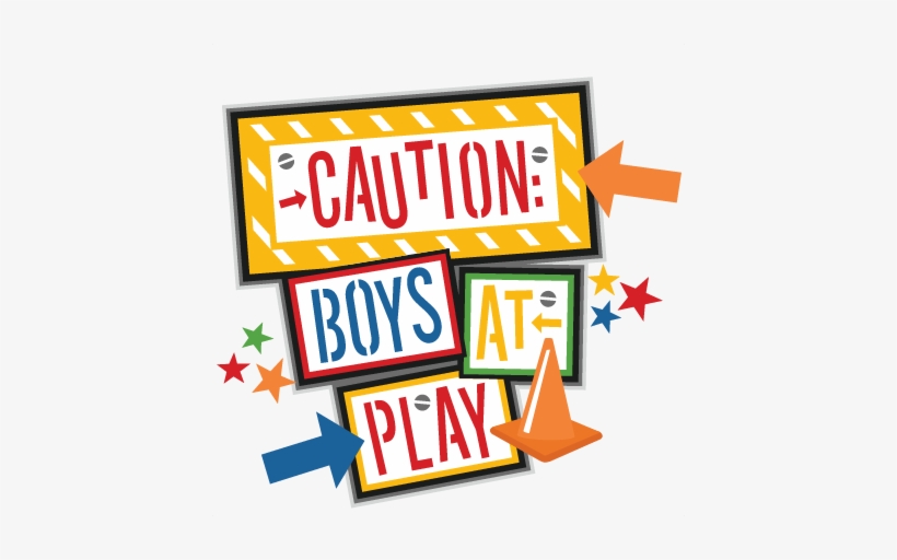 Caution Boys At Play Title Svg Scrapbook Cut File Cute - Boy Scrapbook Clip Art, transparent png download