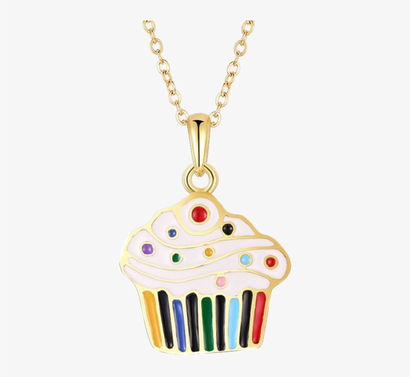 Multi-color Gold Trim Cupcake Necklace - Pandahall Brass Pendant Necklaces, With Opalite, Flat, transparent png download