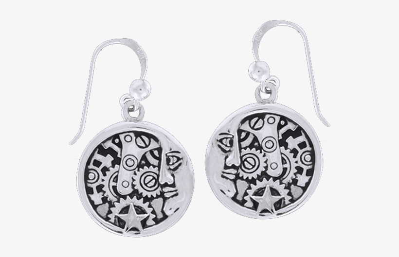 Clockwork Moon Man Earrings - "peter Stone Jewelry" Clockwork Moon Man Earrings, transparent png download