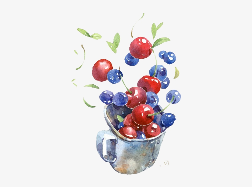 Image Freeuse Download Berry Drawing Watercolor - Черника Или Вишня, transparent png download
