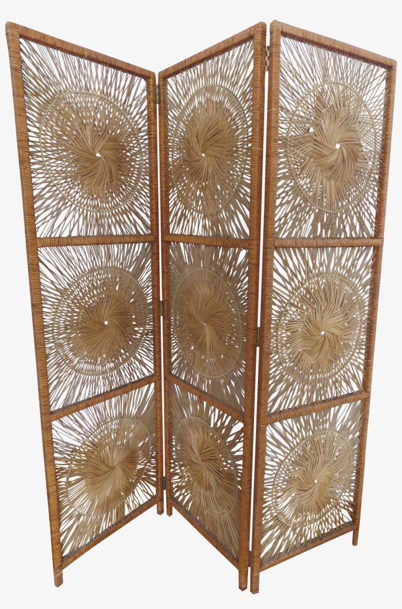 Vintage Wicker Rattan Folding Room Divider Screen, transparent png download