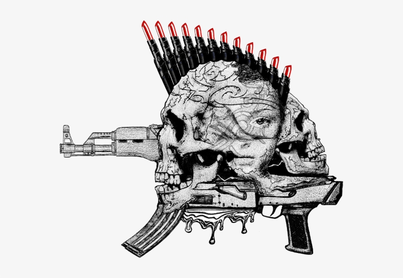 Clip Art Download Resultado De Imagem Para Ak Art E - Skull Ak47 Drawing, transparent png download